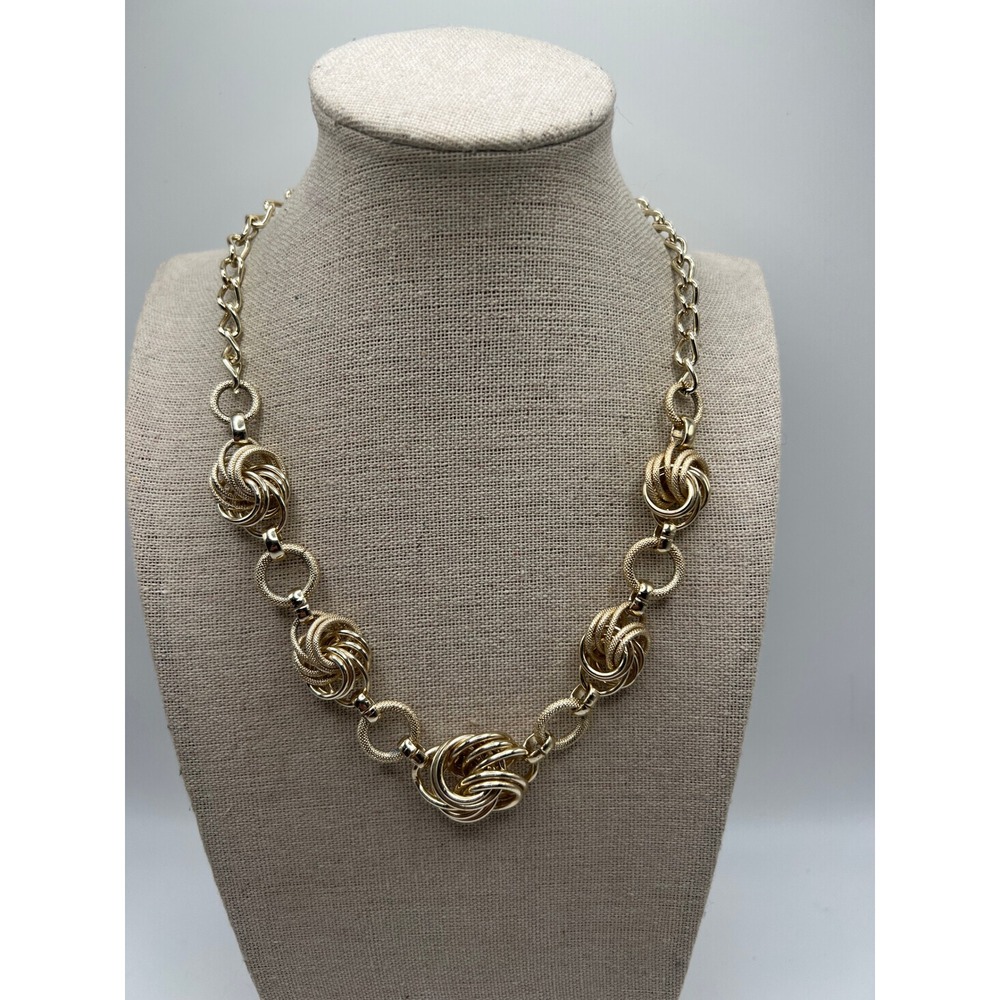 Vintage Germany Gold Tone Knot Necklace 15" Choker Old Money Statement
